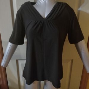 N Touch Women's Black Short Sleeve Blouse Shirt Top Size Small